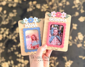 花柄フォトマグネット、ギフトに最適なフォトフレーム、お母さんへのプレゼント、おばあちゃんへのプレゼント、母の日の写真フレーム、冷蔵庫用マグネット、誕生日プレゼント