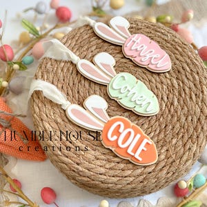 Personalisierter Osterkorb-Tag, benutzerdefinierter Hase-Tag, Osterkorb-Namensanhänger, Osterkorb-Tag, benutzerdefinierter Karotten-Tag, personalisierter Oster-Tag