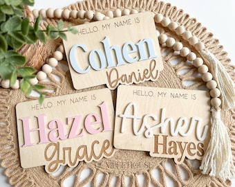 Baby Name Sign, Hospital Announcement Photo Prop, Mini Wooden Name Plaque