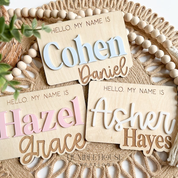 Hospital Name Announcement, Baby shower gift, Hospital plaque, Baby name sign,Name Announcement, Mini Baby Name Sign, Hello My Name Is,