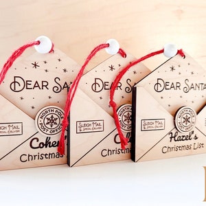 Personalisierte Weihnachtsverzierung, Lieber Weihnachtsmann Ornament, Weihnachtsmann-Listenhalter, gravierter Buchstabe für Weihnachtsmann, Weihnachtsdekor, benutzerdefinierte 3D-Verzierung