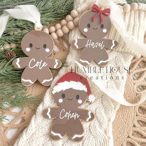 Personalized Gingerbread Ornament, Gingerbread Stocking Tag, Gingerbread Keepsake, Gingerbread Holiday Tag, Gingerbread Ornament for Kids