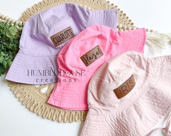 Personalized Leatherette Patch Bucket Hat: Toddler Sun Hat