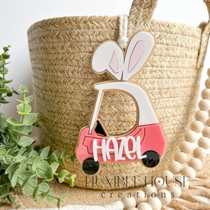 Easter Basket Tag | Basket Tag | Push Car Bunny Tag | Easter Tag | Bunny Tag | Easter egg hunt Basket | Easter Basket tags | Spring gift tag