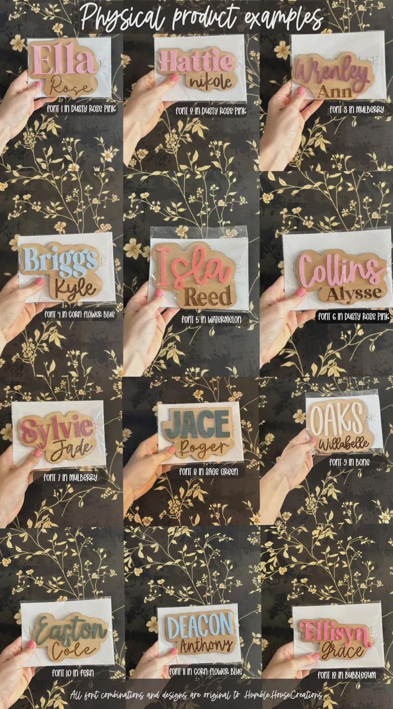 Baby Name Sign, Hospital Announcement Photo Prop, Mini Wooden Name Plaque image 7