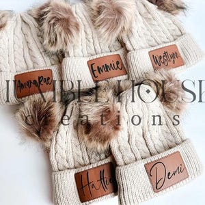 Original Double Pom Pom Baby Beanie Personalized Name Toddler Hats with Name Baby Name Hats Toddler Hat Custom Beanie Baby Shower Gifts