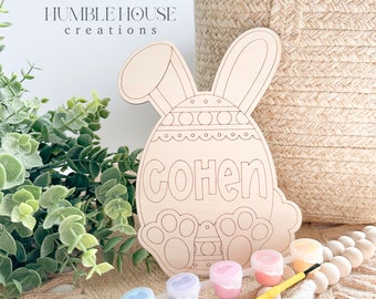 DIY Easter Paint Kit: Personalized Wooden Egg Bunny Craft