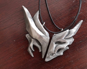 Fan Art Yasuo and Yone Necklace inspired by LOL - BFF, Brother brotherhood Kids Valentine handmade pendant col cast metallic finiture
