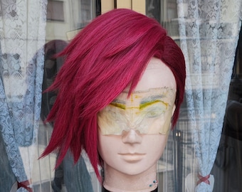 Vi jungler League of Legends inspired cosplay wig replica - cherry red purple Violet short punk hot styling gauntlet sister gift