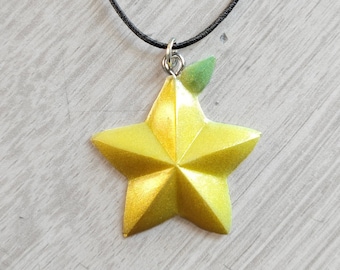 Inspired Paopu Fruit pendant Kingdom Hearts Necklace  Jewelry Ring Sora Kairi Riku Cosplay Jewelry Nerdy Geek Video Game Keyblade Star