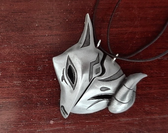 Fan Art Kindred Necklace Spirit Blossom skin inspired by LOL - cold cast, silver aluminum finiture BFF, Kids Valentine handmade pendant