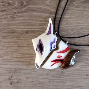 ファンアート Kindred Collana Spirit Blossom pelle ispirata da LOL - BFF、ciondolo fatto a mano per bambini San Valentino