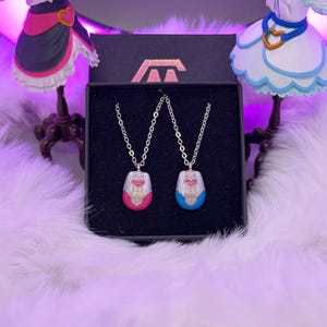 pretty cure magical phone pendant necklace made in metal with pink and blue details