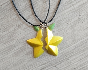 Inspired Paopu Fruit matching pendant - Kingdom Hearts Necklace friendship Jewel Sora Kairi Riku Cosplay Jewelry Nerdy Geek Video Game Star