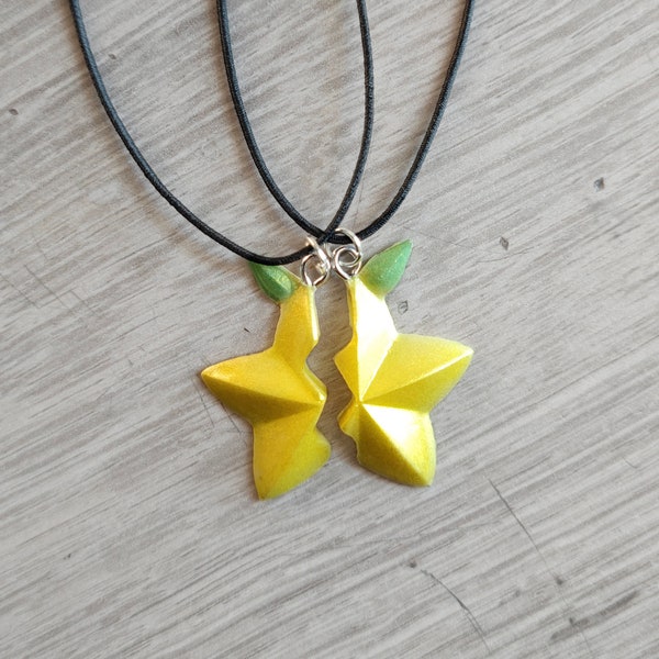 Inspired Paopu Fruit matching pendant - Kingdom Hearts Necklace friendship Jewel Sora Kairi Riku Cosplay Jewelry Nerdy Geek Video Game Star