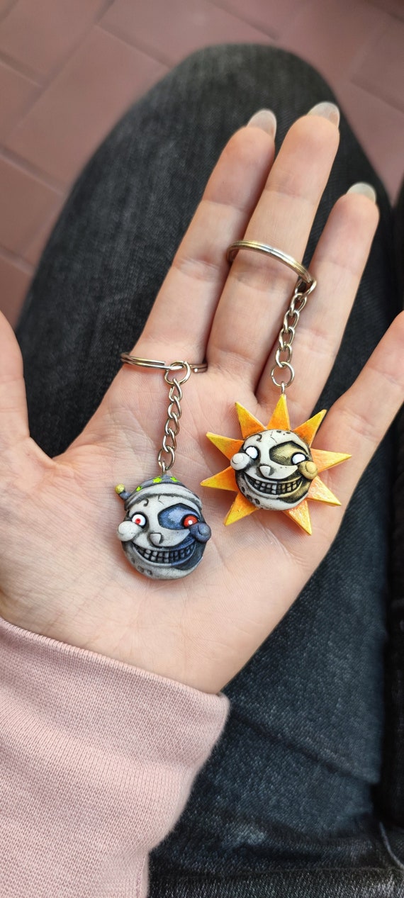 Sun and Moon FNAF Inspired Five Nights at Freddy Fazbear Pizza Pendants  Necklace Keychain Earrings Gregory Roxy Chica Monty Videogame Nerd 