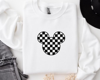 Checkered Mickey Sweatshirt | Crew neck style | mickey inspired sweater |  Perfect Gift + Holiday Gift | Unisex