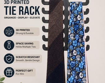 3D Printed Tie Holder | Closet Tie Organizer | Tie Rack Hanger | Space Saving Closet Organizer | Gift for Men | Gift for Dad