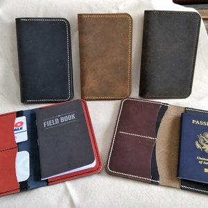 Presentes de couro - diário de campo / capa de passaporte de couro, caderno de bolso para notas de campo, capa de caderno, diário - com caderno recarregável