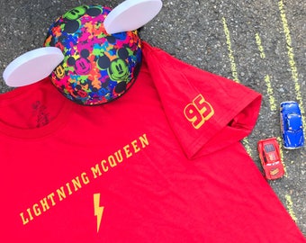 Disney Cars Movie Lightning McQueen 95 shirt Disney World Disneyland Matching family shirts