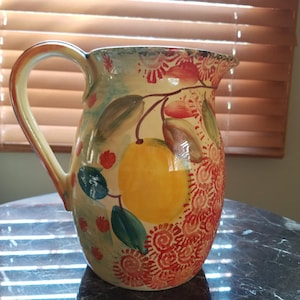 Italy Hand Painted Fall Fruit Pitcher/Fall Decoration/Italy Ceramic/Hand made in Italy/Hand Painted Italy