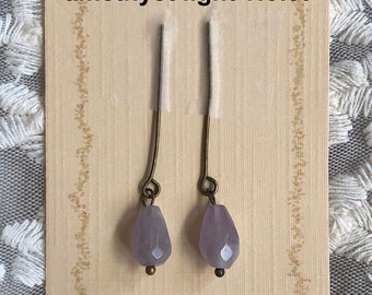 Beautiful doll earrings doll ear pendants jewelry for antique doll, light violet purple amethyst.