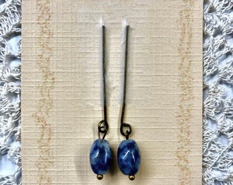 Beautiful doll earrings doll ear pendants jewelry for antique doll, blue sodalite.