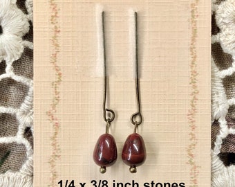 Beautiful doll earrings doll ear pendants jewelry for antique doll, brown red jaspis.