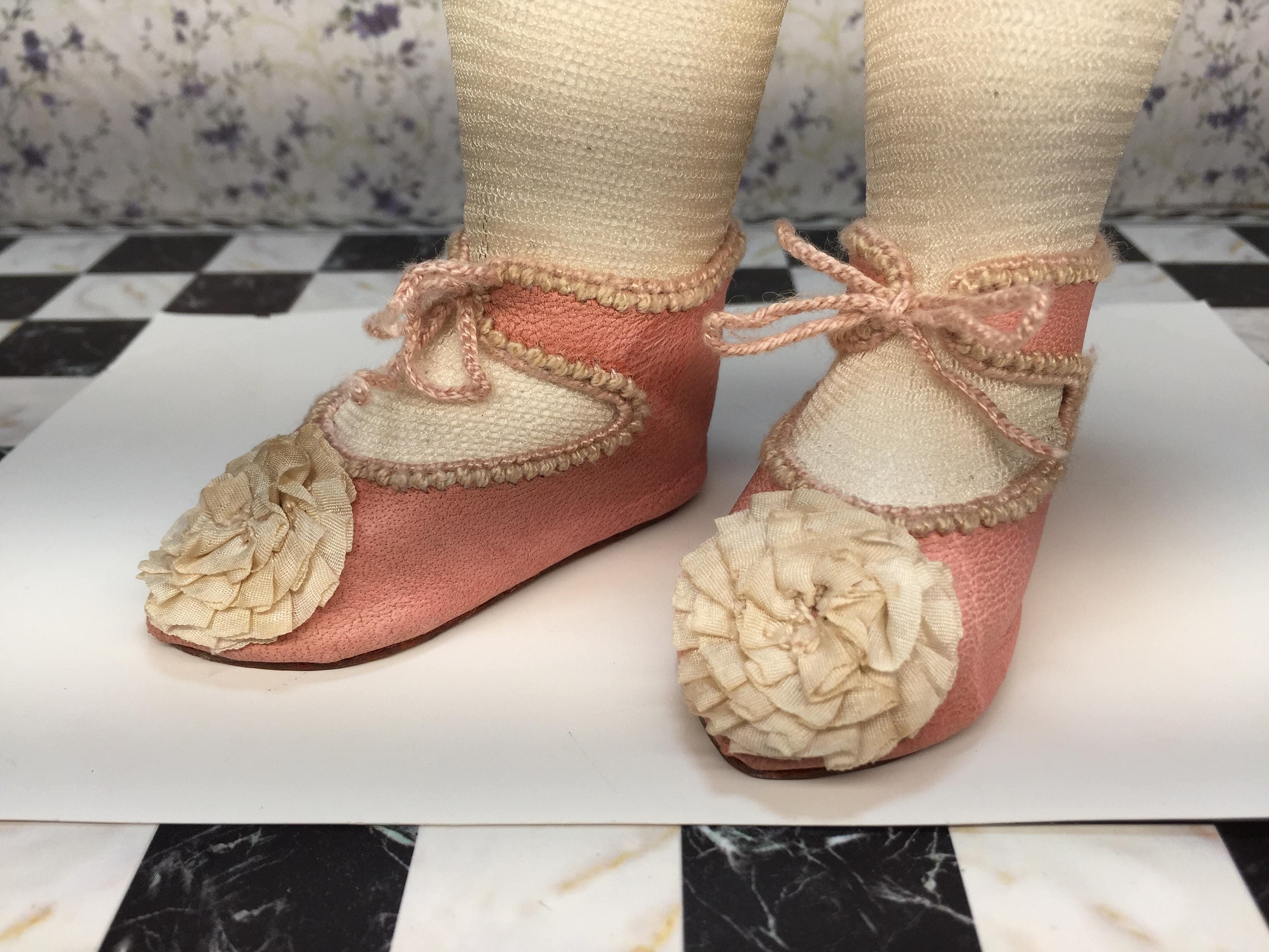 Leather doll shoes 7 cm 2 68 French style for an Etsy