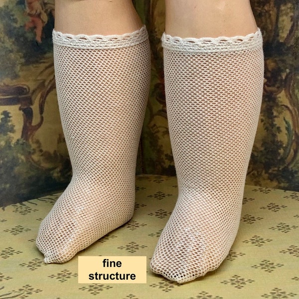 Socks for antique doll 5 7/8 inch calf circumference 100 % cotton fine structure.