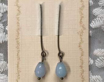 Beautiful doll earrings doll ear pendants jewelry for antique doll, light blue amazonite.