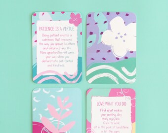 Happy Work Affirmation Cards | Wooden Display Stand | Inspirational Messages | Australian Designed & Produced Gifts | Affirmation Deck