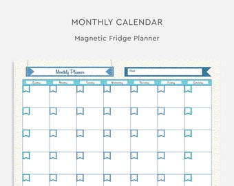Monthly Magnetic Calendar | A4 Monthly Fridge Planner | Magnetic Dry Erase Calendar With Rounded Corners