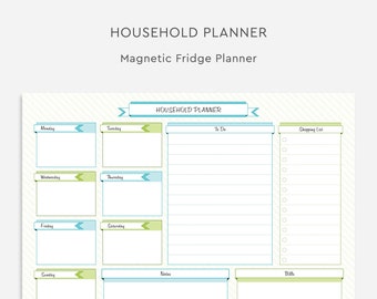 Magnetic Household Planner | A4 Fridge Planner | Magnetic Dry Erase Calendar With Rounded Corners | Australian Designed & Printed