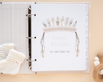 Personalised Baby Keepsake Journal | Baby Shower Gifts | Customised Baby Book | Keepsake Binder | 5 Years | Newborn gift -  Magnolia