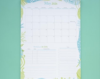 2026 Monthly Wall Planner | Australian Made Wall Calendar | To-Do Lists, birthdays & gifts