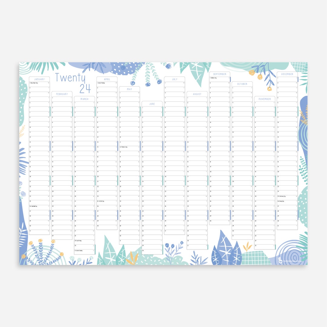 2024 Yearly Wall Planner Large Paper Wall Calendar Annual Etsy
