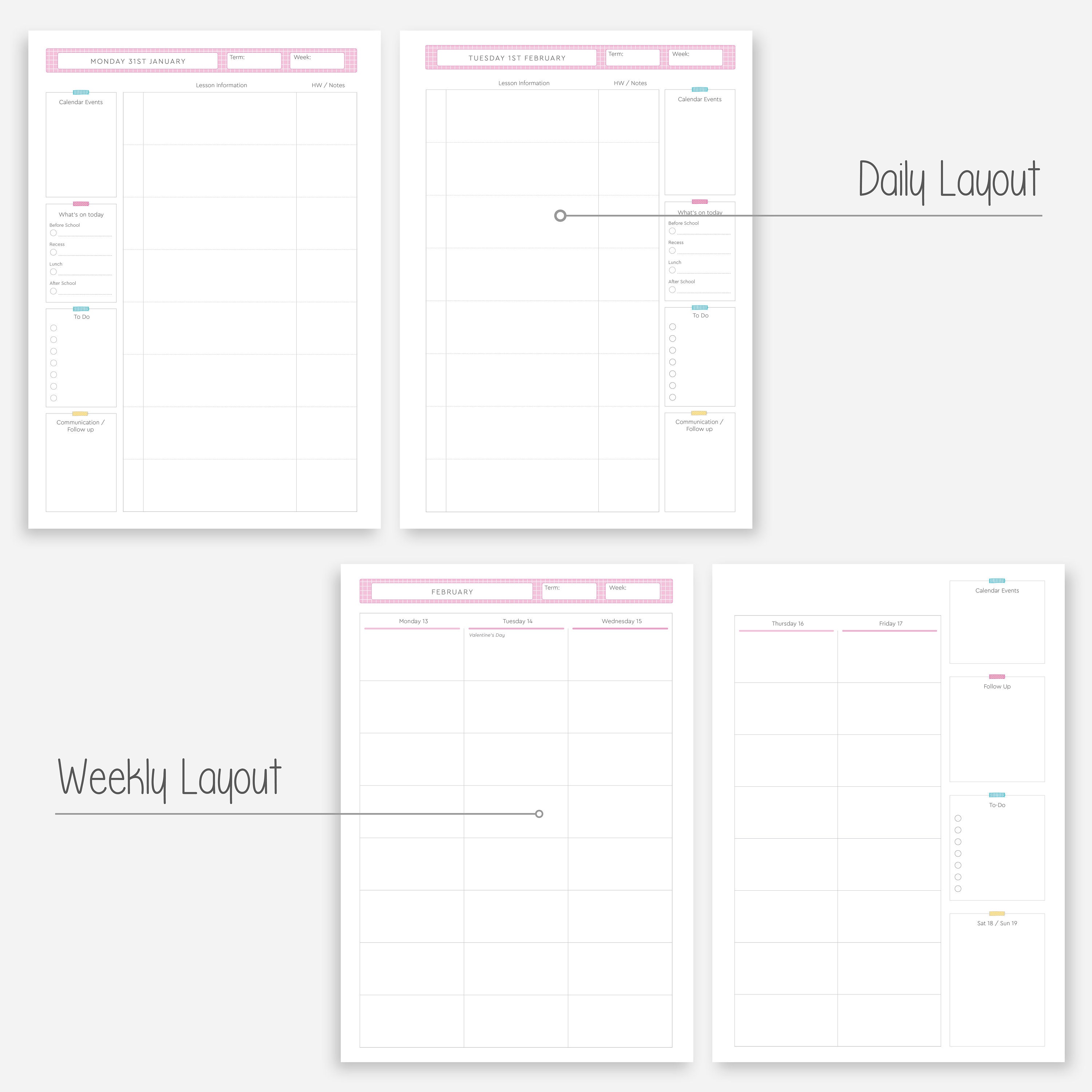 2023 Personalised Teacher Planner Customised Teacher Diaries Etsy