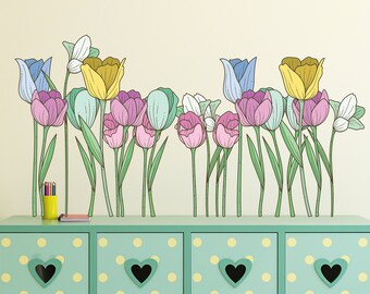 Flowers Gift Play House Gifts Tulips Door Design Petal Designs Pretend Play Decor Tulip Vase Decorations Playhouse Flower Wall Decal