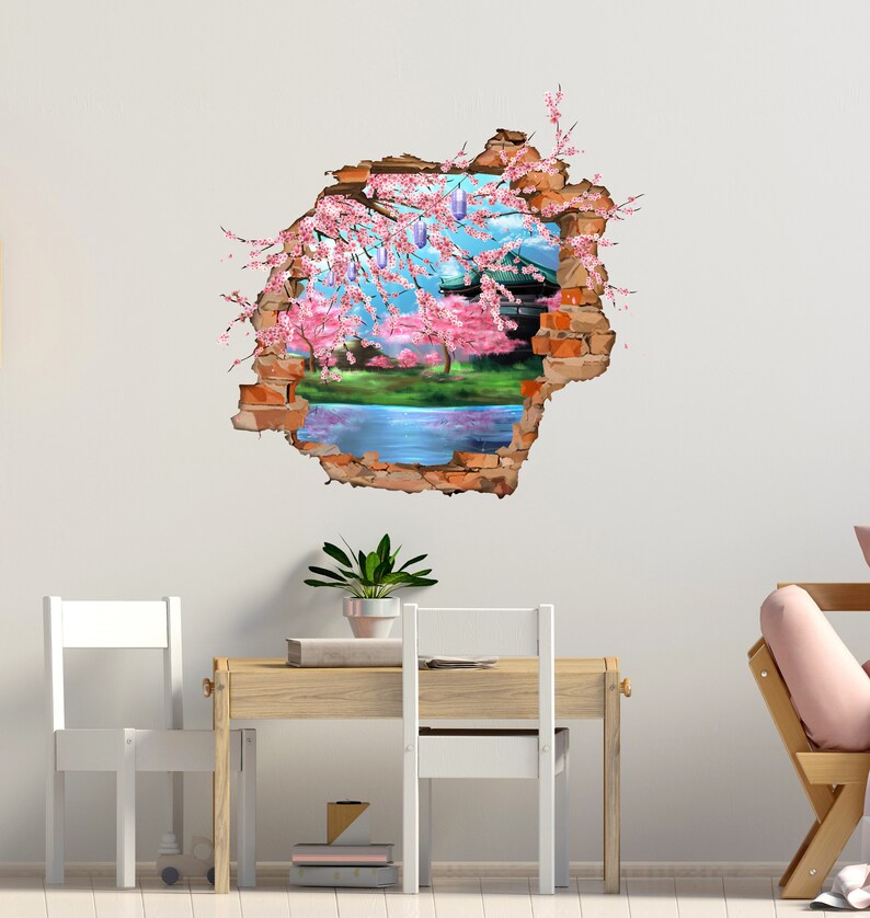 Cherry Blossom 3D Wall Decal Japanese Garden 3D Effect - Etsy