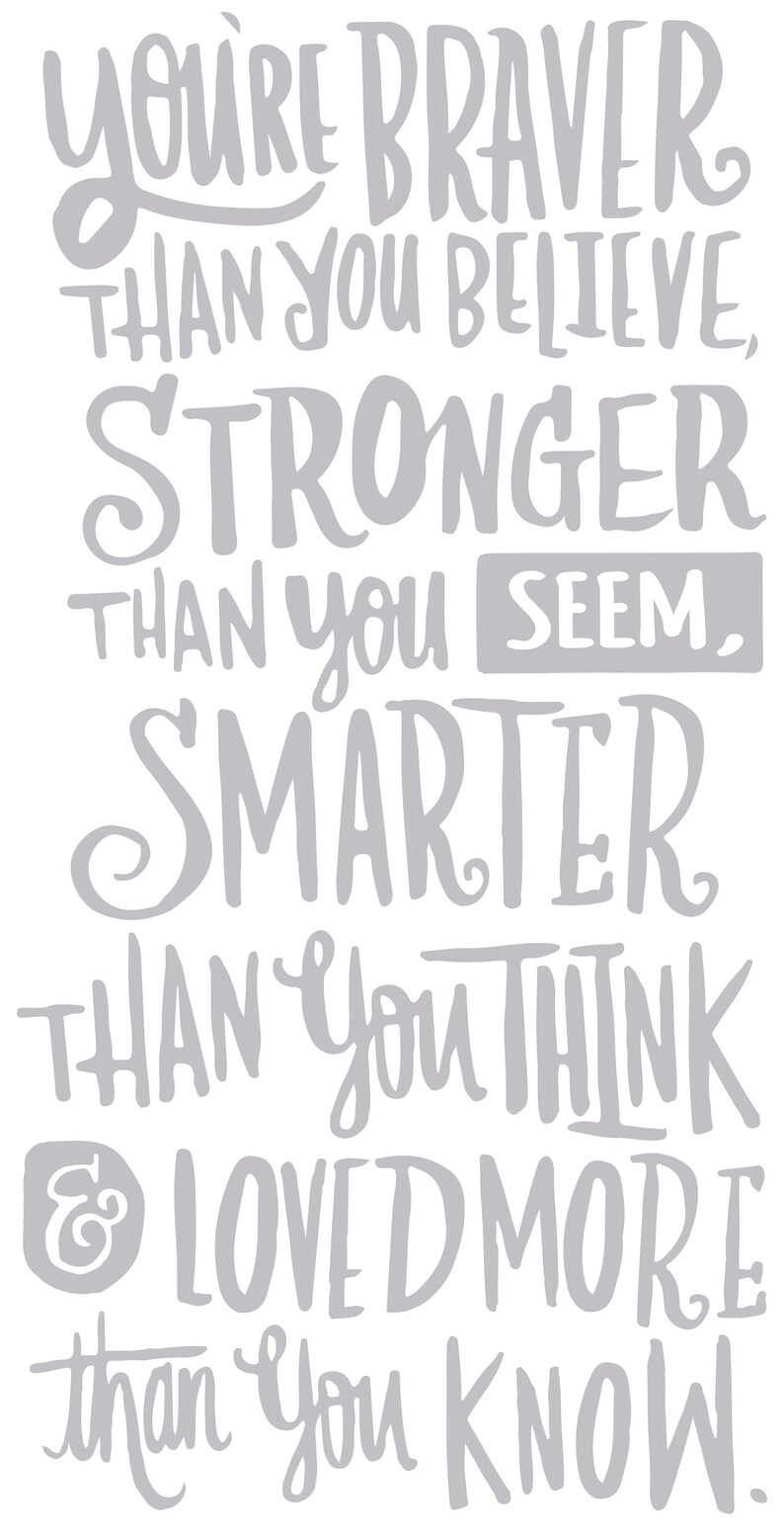 You/'re Braver Than You Believe.. Wall Quote CG1510 School Decor Inspirational Text for Kids Wall Decal Quote Silver Vinyl Design Home