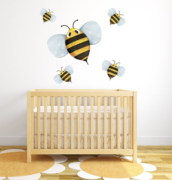 Watercolor Bee Car Bumper Sticker Decal 5/'/' x 4/'/'