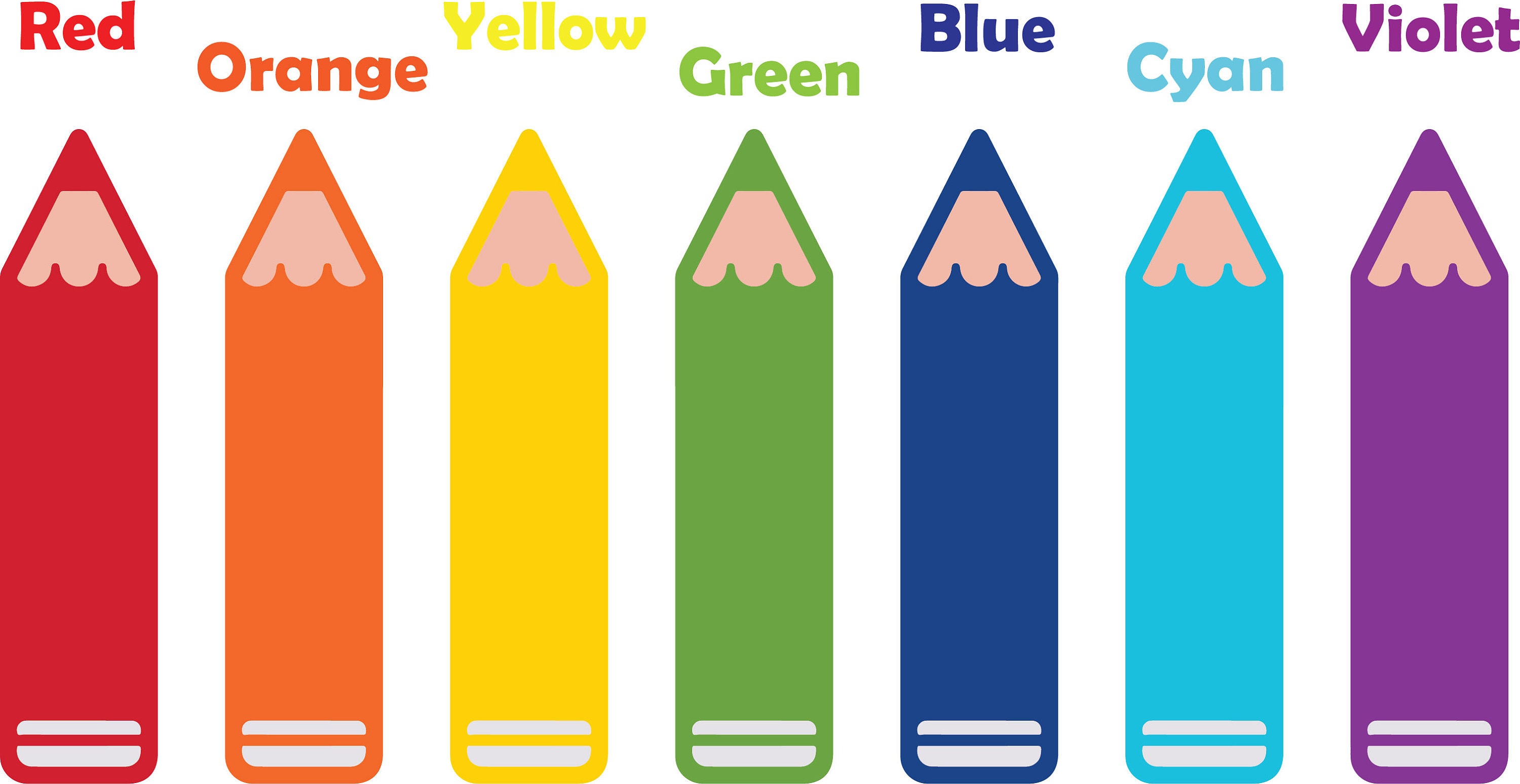 Colored Pencils Wall Decal Colors Names School Wall Etsy