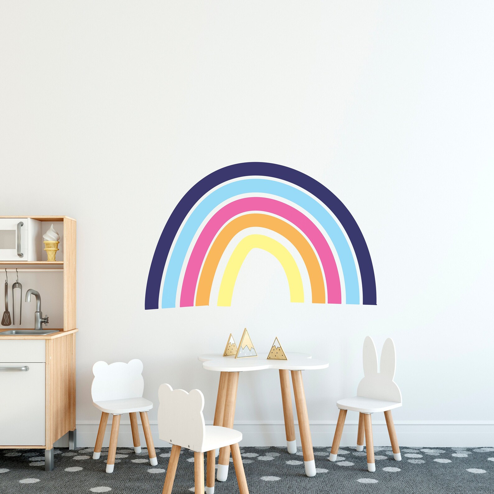 Color Rainbow Wall Decor Navy Blue Pink Design Kid Room Wall Etsy