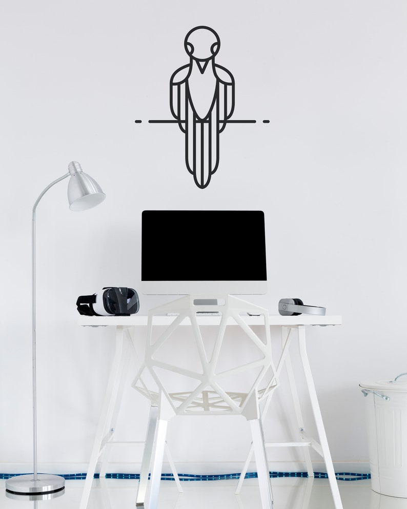 Big Mural Special Sticker CG960 Bird Wall Decal Black Bird Decor Forest Bird Black Vinyl Silhouette Design Simple Lines Wall Sticker