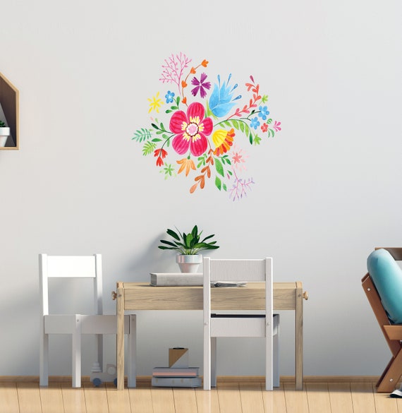 Flower Full Of Colors Wall Decal Colorful Garden Vinyl Art