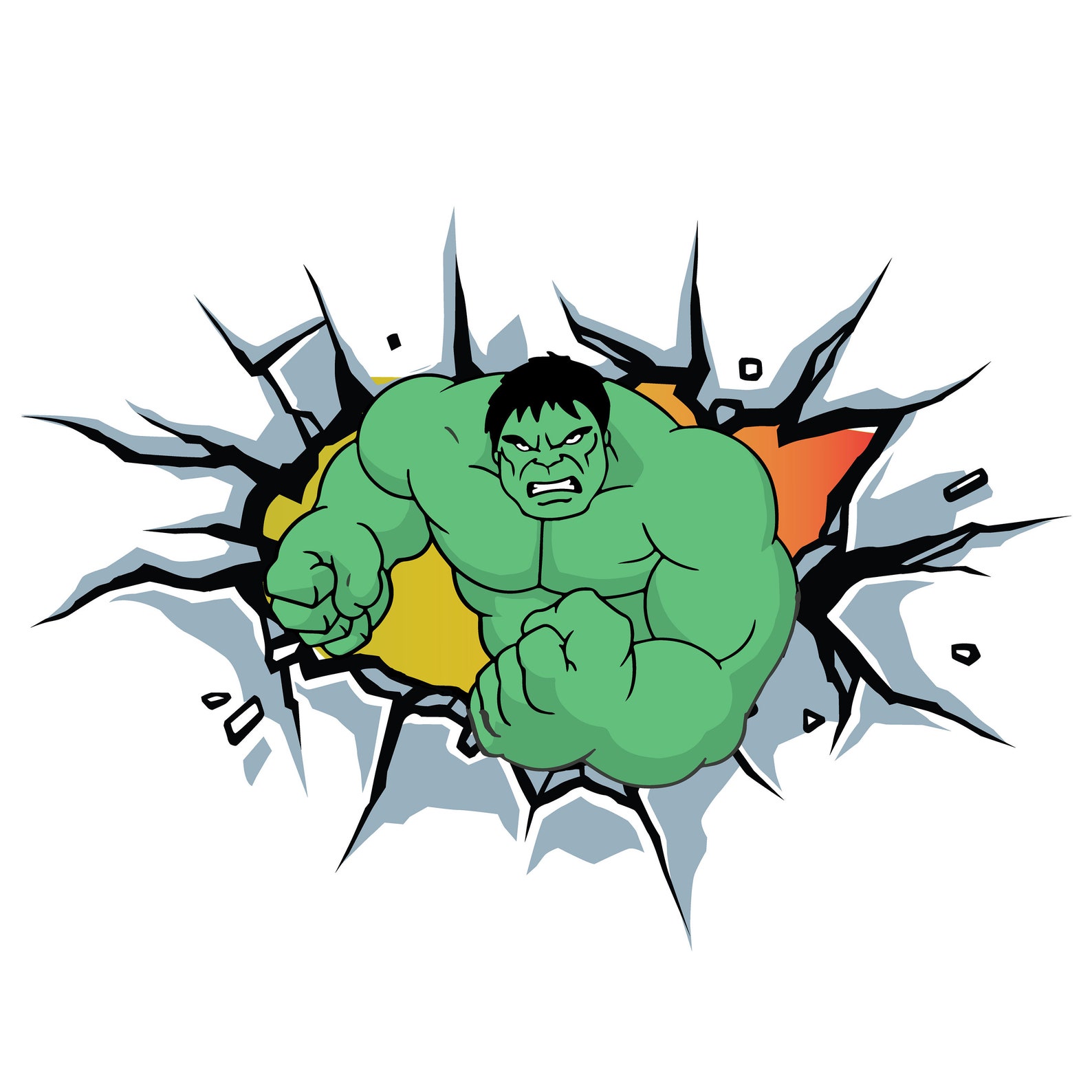 Hulk Broken Wall Decor Superhero Decal the Green Man Boys - Etsy