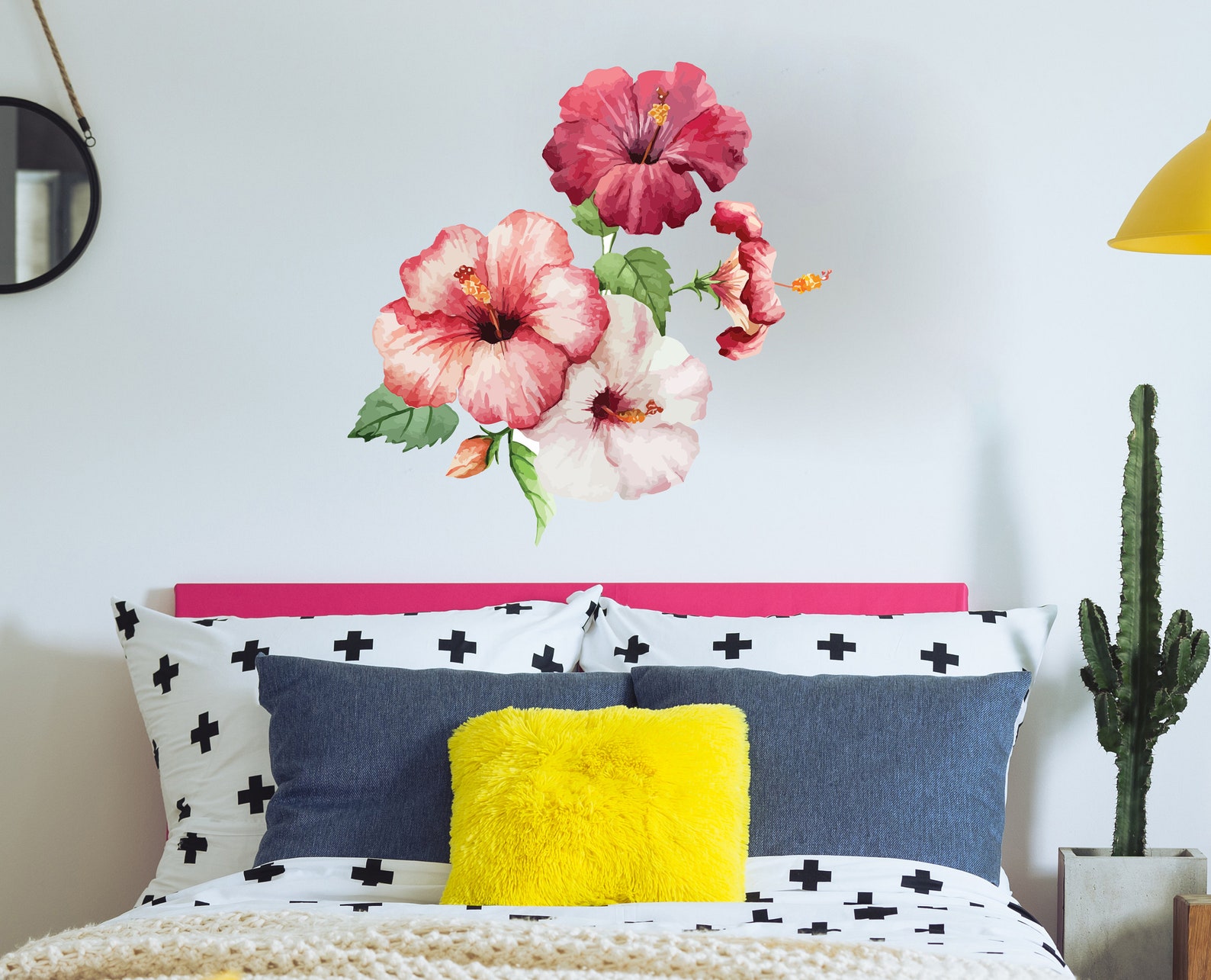 Hibiscus Wall Decal Watercolor Floral Vinyl Design Big Etsy