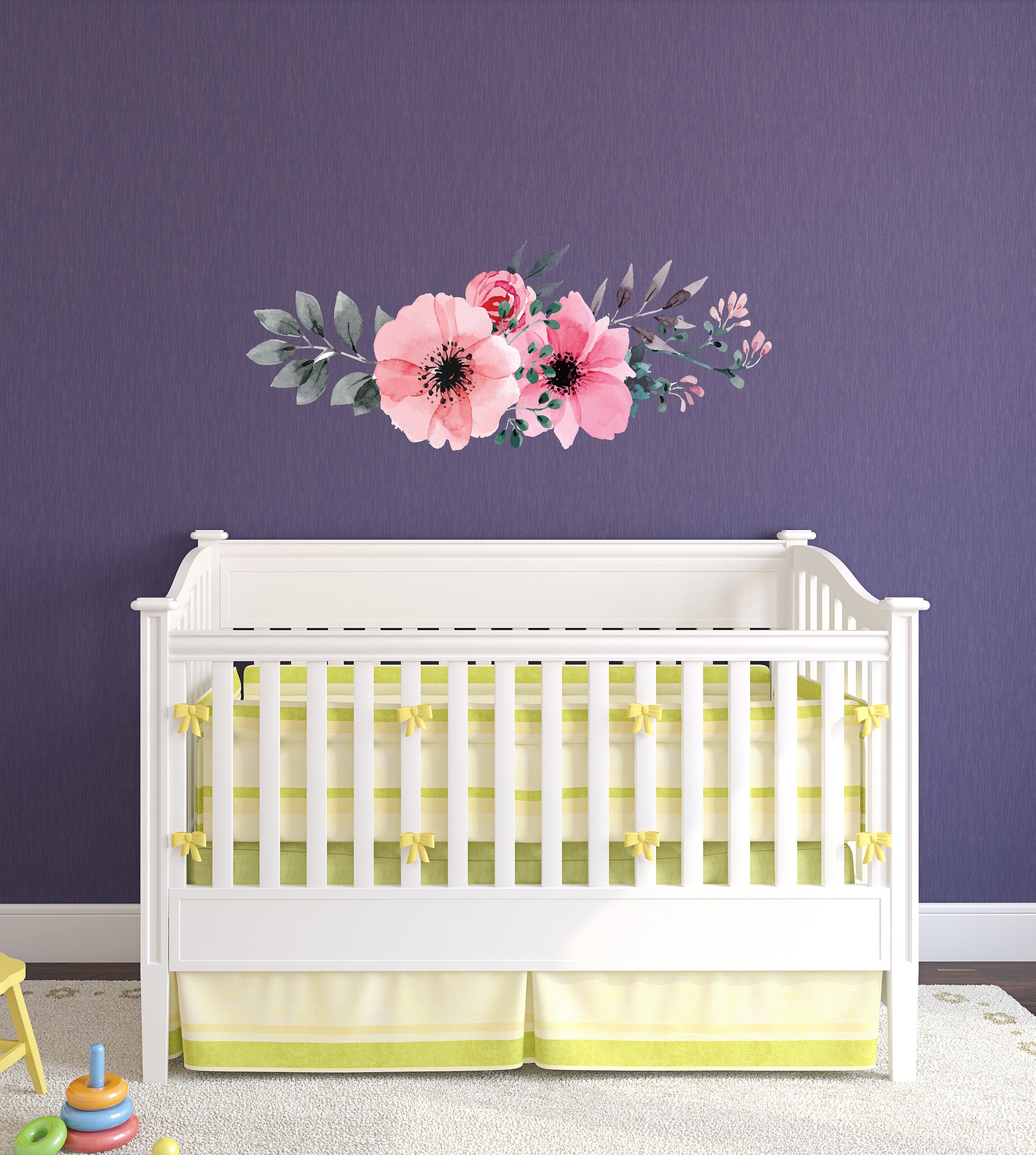 Watercolor Flower Wall Decal Soft Pink Flowers Vinyl Art for Etsy