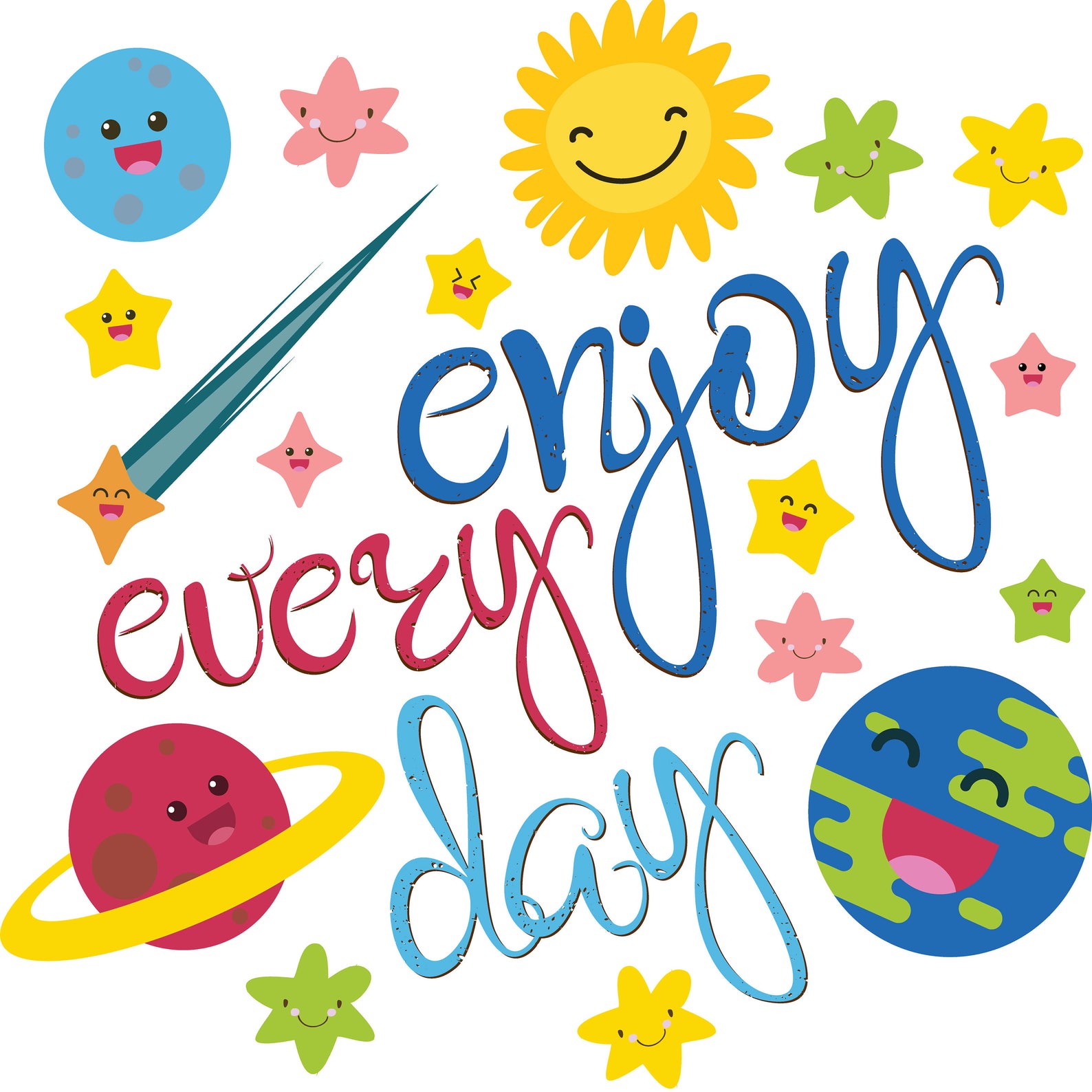 Enjoy Every Day Colorful and Fun Quote Wall Decal  Etsy